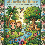 Adán y Eva en el Jardín del Edén | Libro de cuentos para colorear